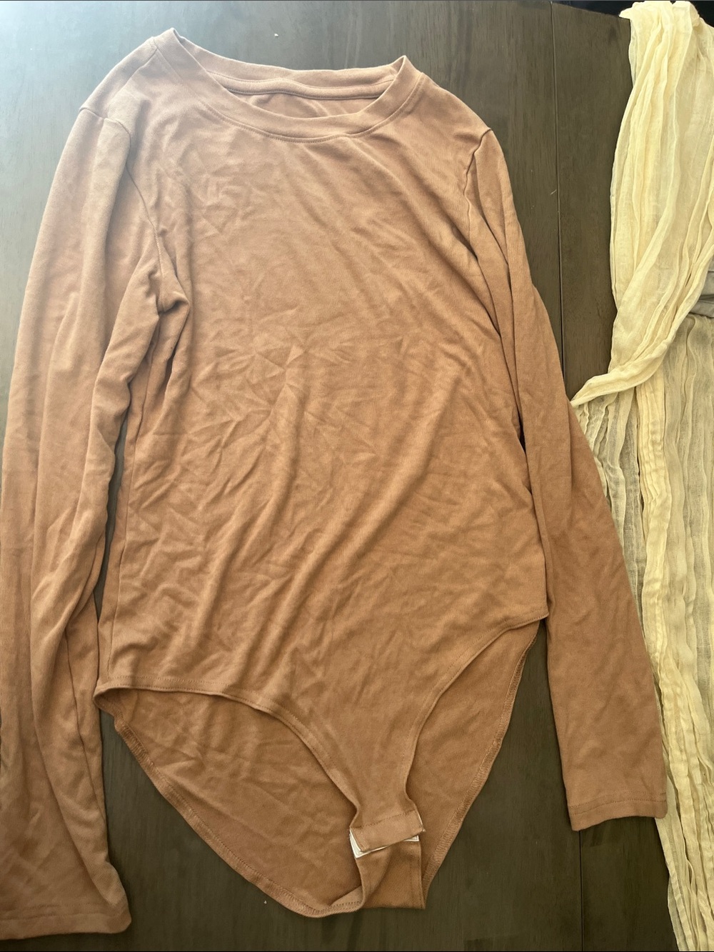 Long Sleeve Bodysuit in Warm Tan